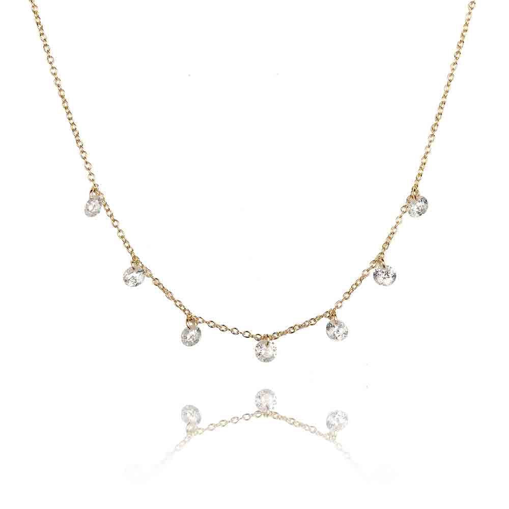 Cubic crystal drop necklace