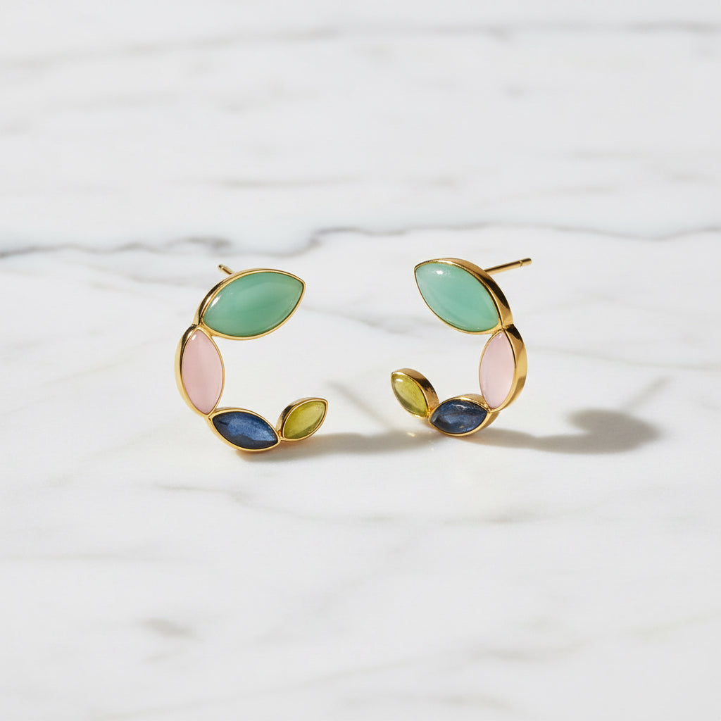 Halfmoon Semi Precious Hoops - Terciany 