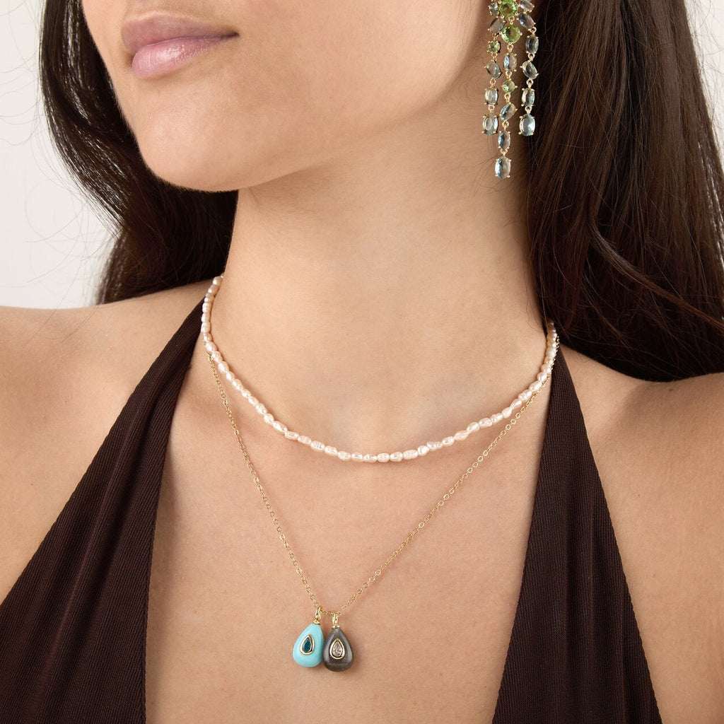 Amethyst and Red Aventurine Teardrop Necklace