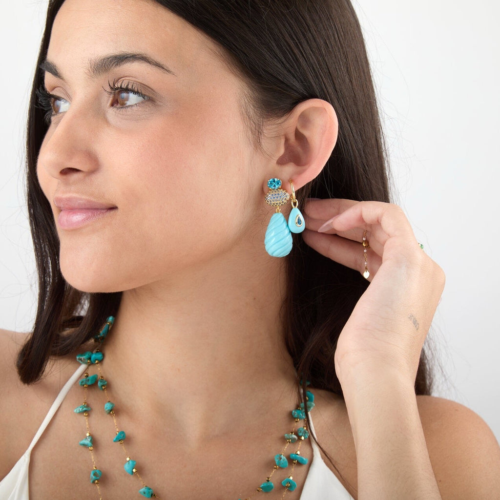 Turquoise Semi Precious stone pretty woman earrings - Symbol of Wisdom