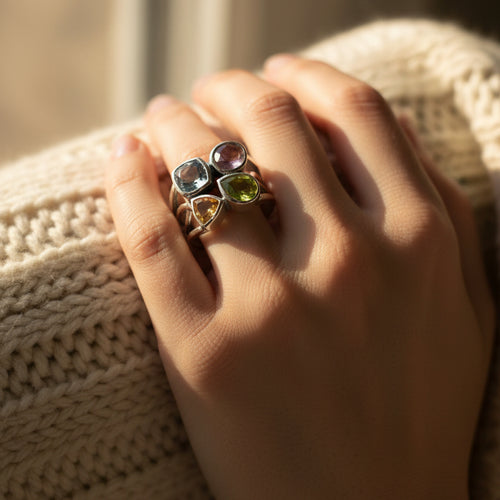 Semi precious four stone ring