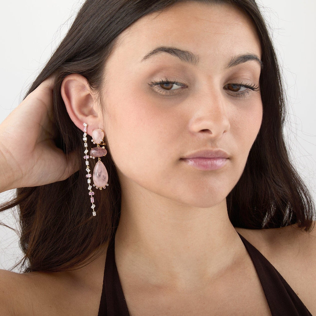 Rose Quartz Mandie Statement earrings - Terciany 