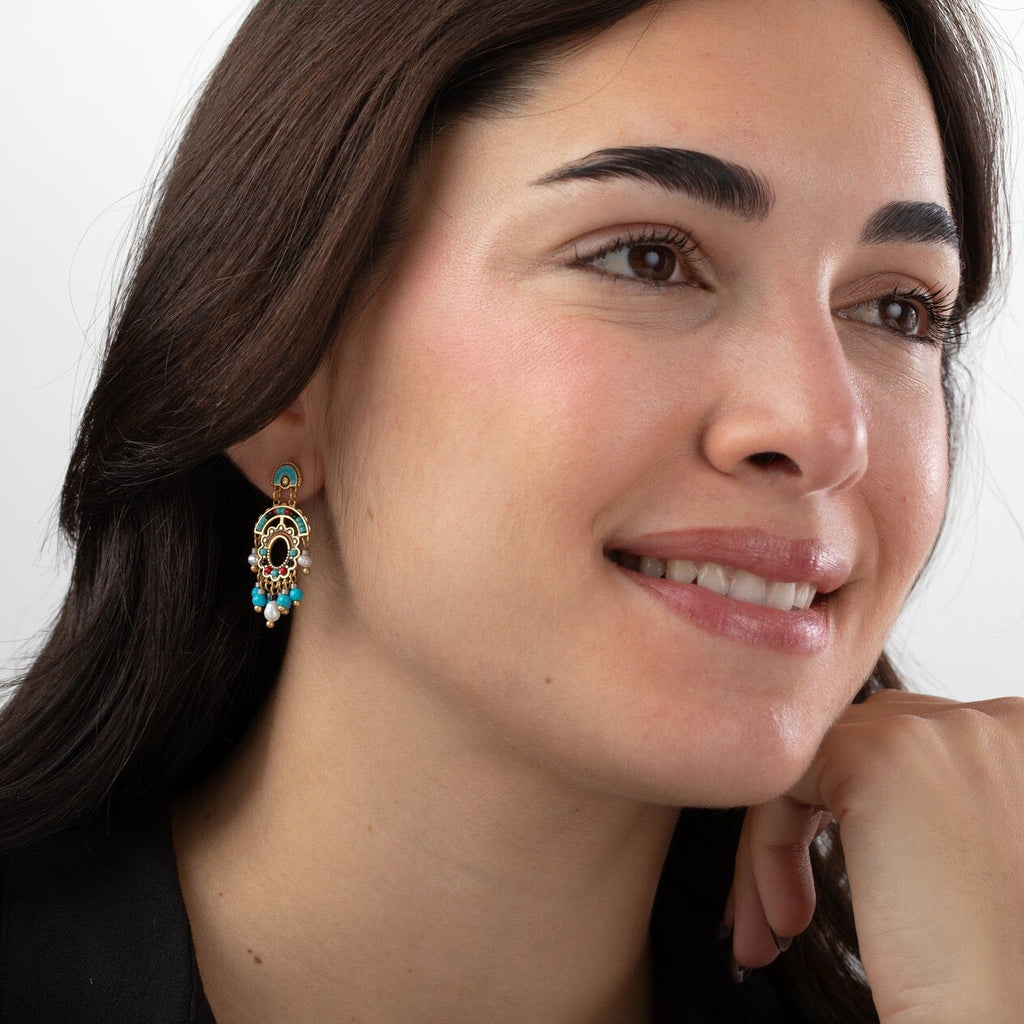 Semi Precious Stone and Pearl Tania Bohemia Earrings - Terciany 