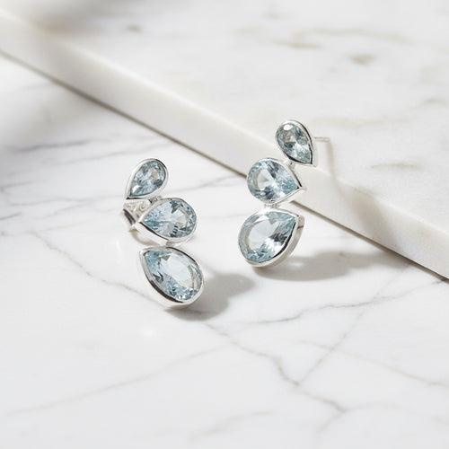 Blue Topaz Trilogy stud earrings