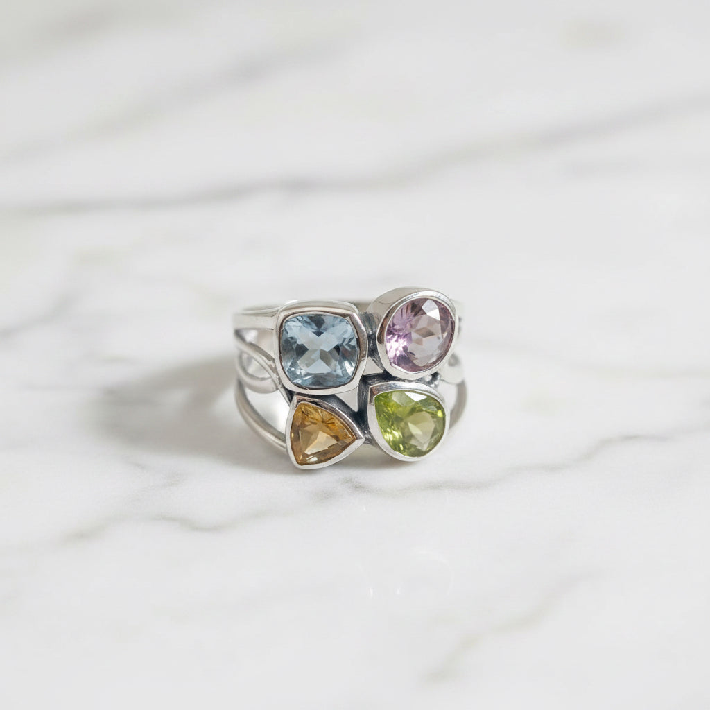 Semi precious four stone ring