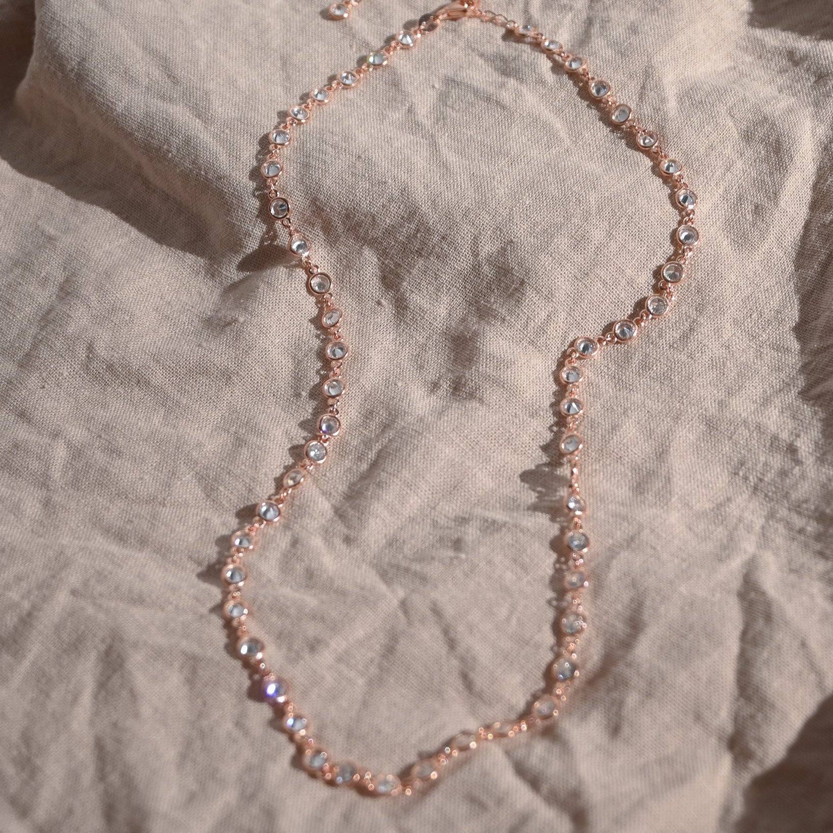 Rose Gold necklace with clear stones
