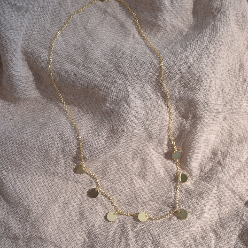 Gold Seven Disc Necklace