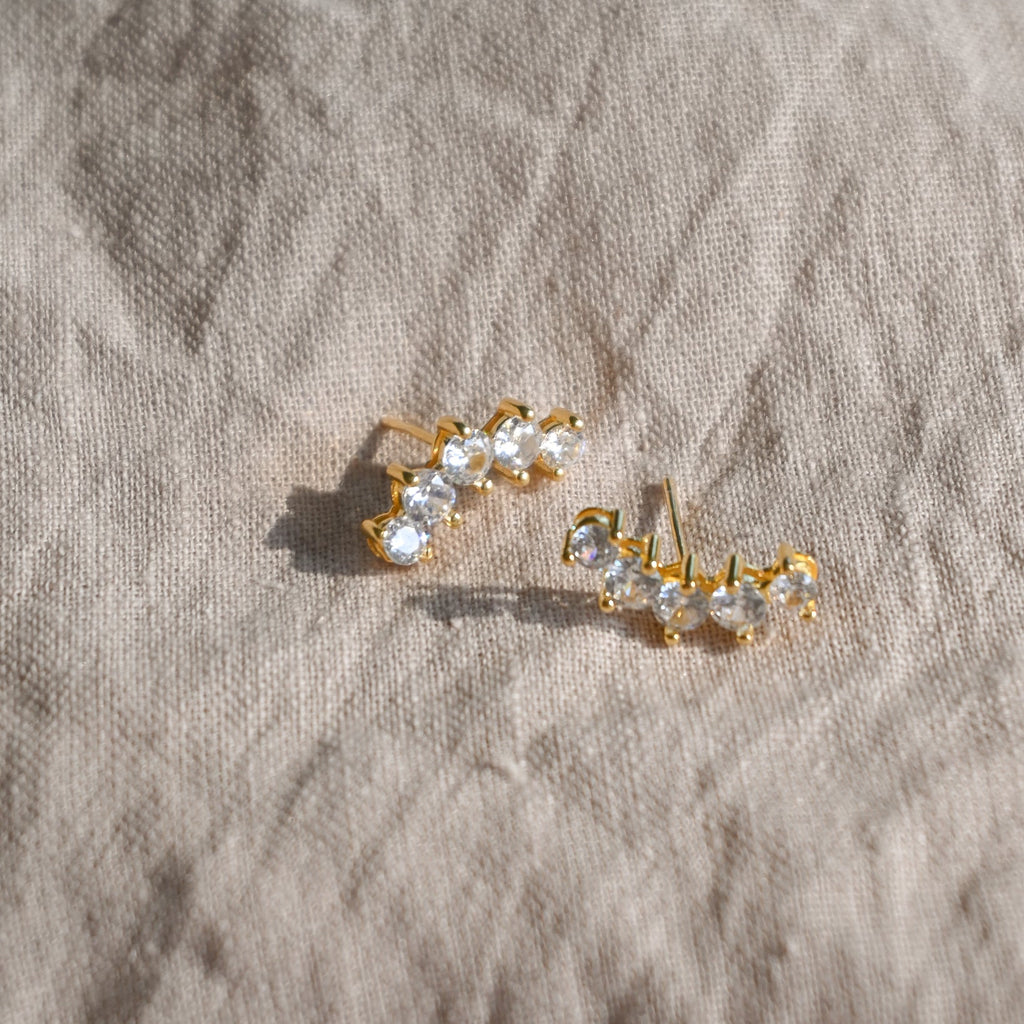 Gold Crown Stud Earrings