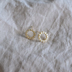 Gold Circle Studs With Clear Stones