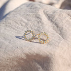Gold Circle Studs With Clear Stones