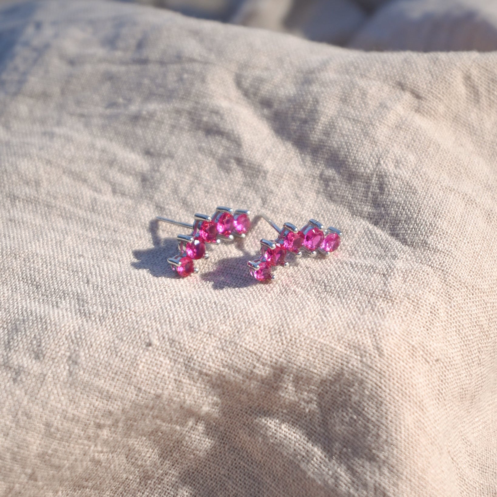 Pretty pink crown stud earrings