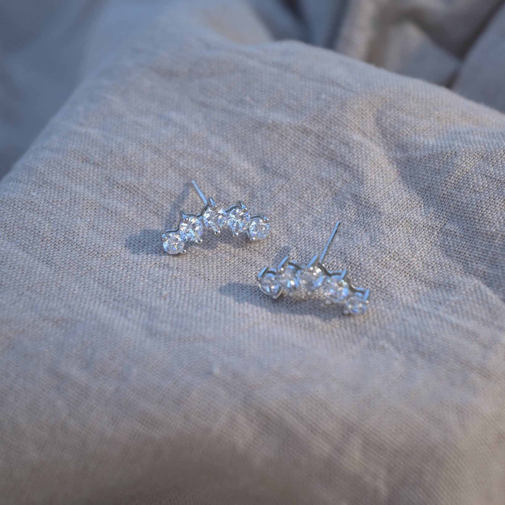 Silver crown stud earrings