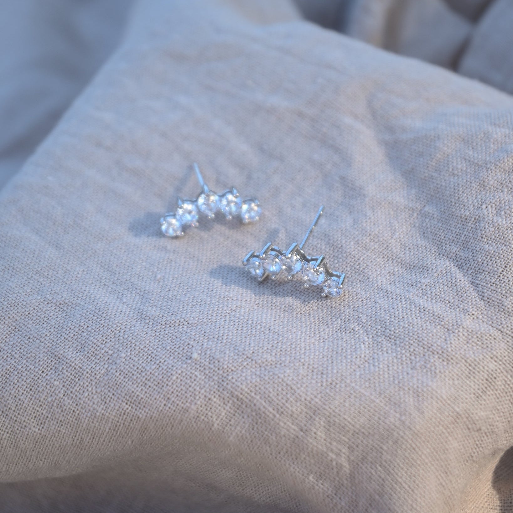Silver crown stud earrings