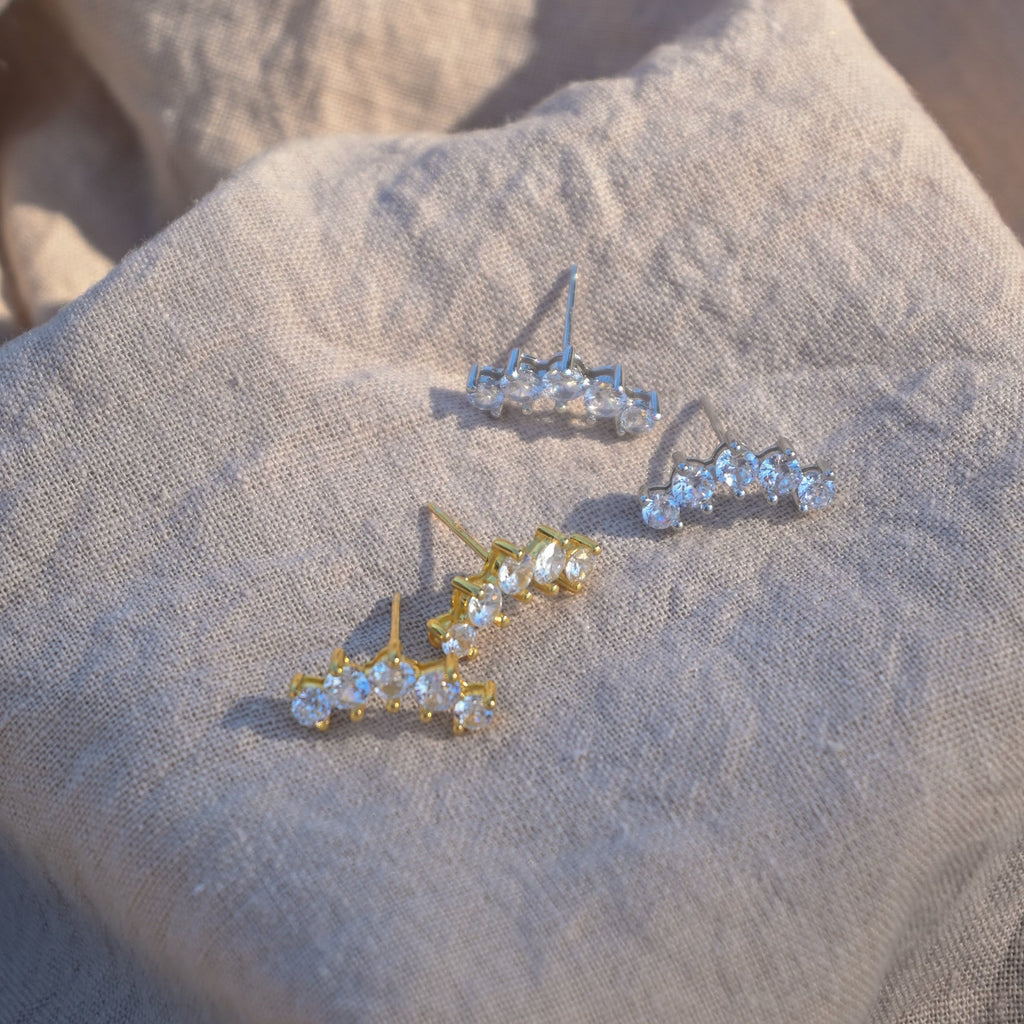 Silver crown stud earrings
