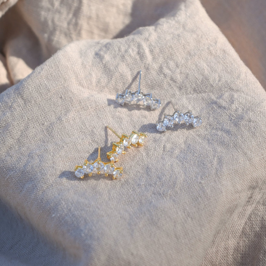 Gold Crown Stud Earrings