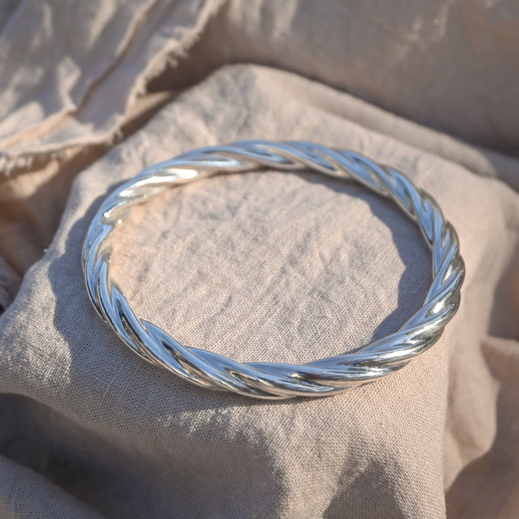 Thick Sterling Silver Rope Bangle