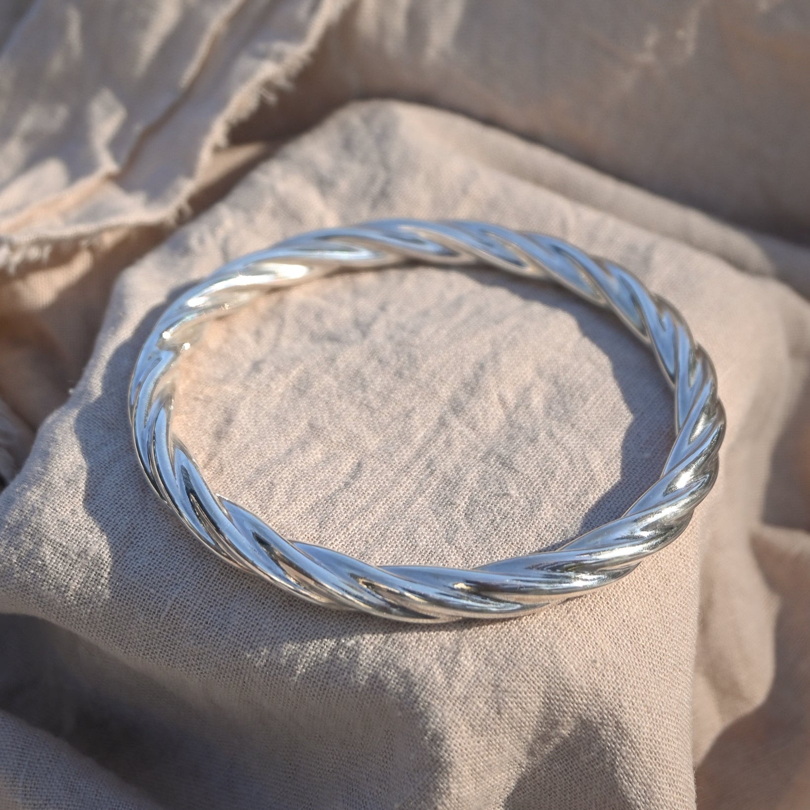 Thick Sterling Silver Rope Bangle