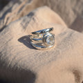 Statement Triple Band Ring With Large Clear Cubic Zirconia - Terciany 