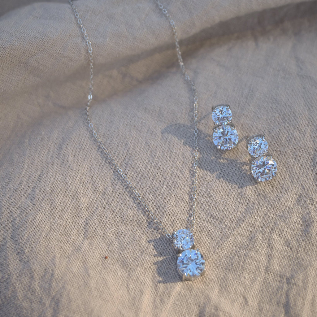 Double Clear stone earrings