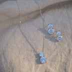 Sterling Silver Necklace With Double Large Clear Stones - Terciany 