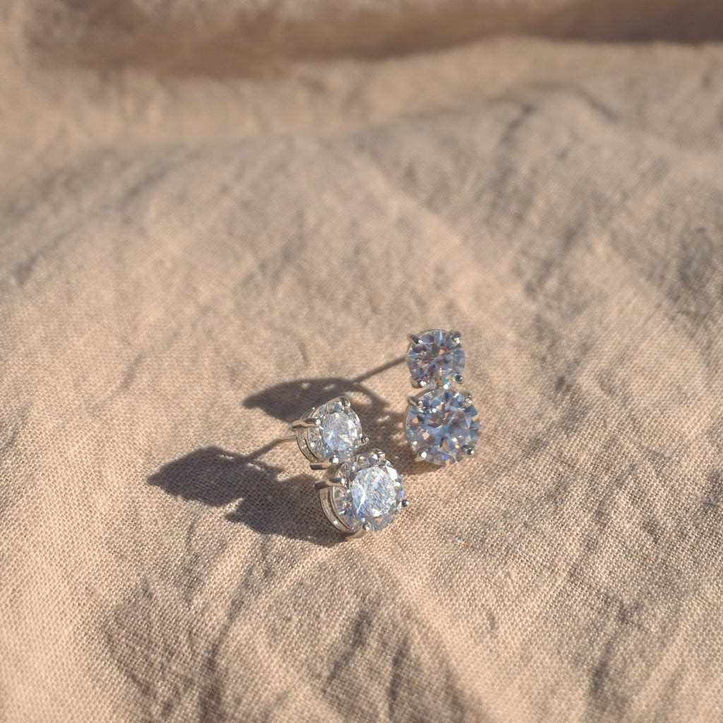 Double Clear stone earrings