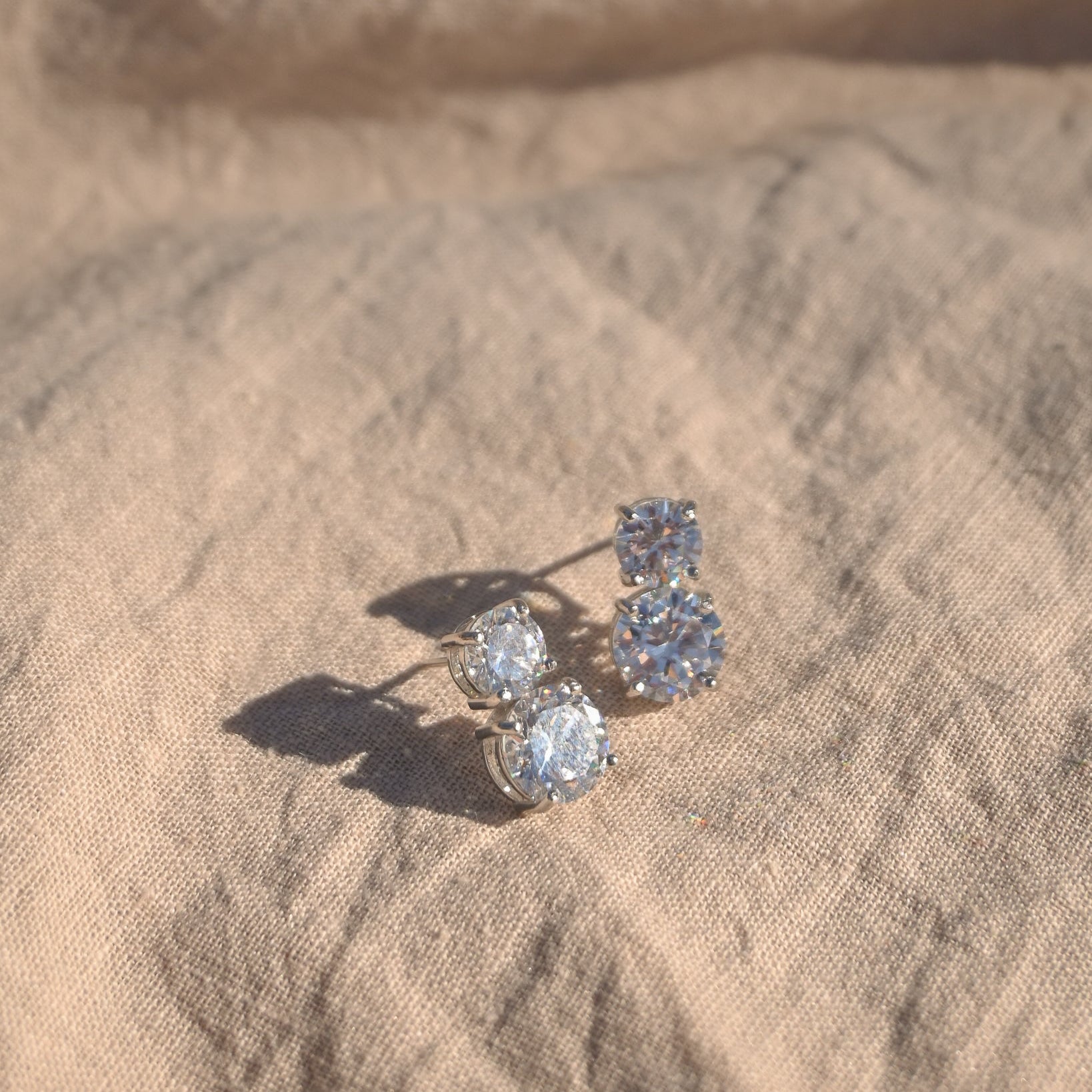 Double Clear stone earrings
