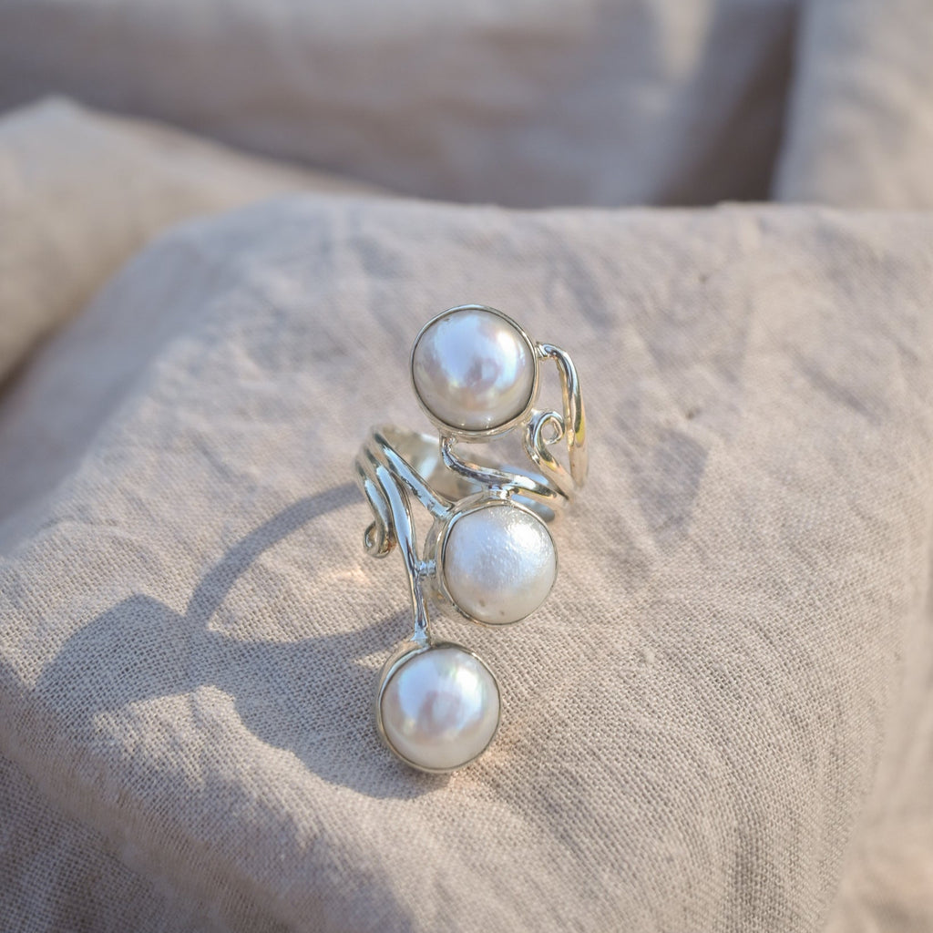 Statement Three Pearl Ring
