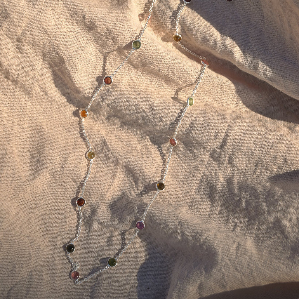 Tourmaline Semi Precious Stones Drops Necklace