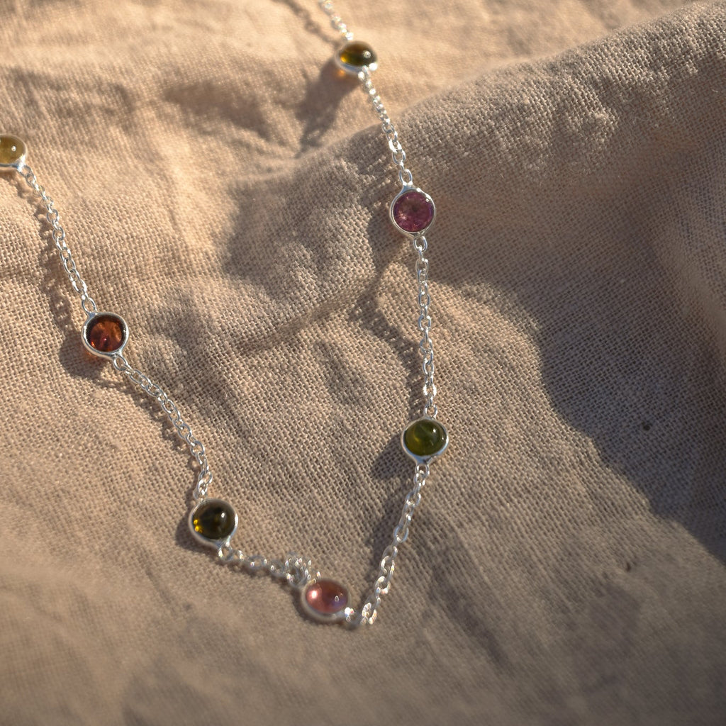 Tourmaline Semi Precious Stones Drops Necklace