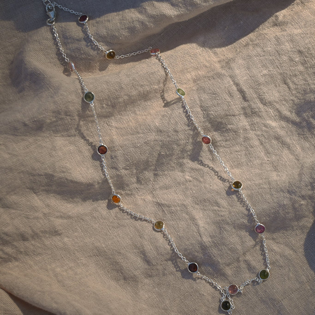 Tourmaline Semi Precious Stones Drops Necklace