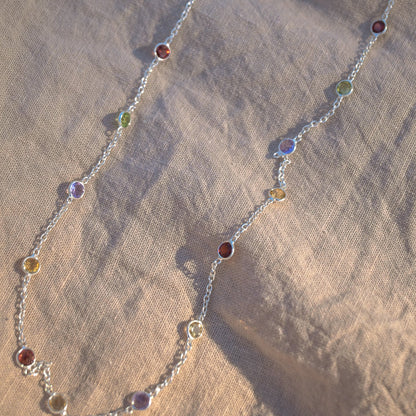 Citrine, Peridot, Amethyst and Blue topaz Semi Precious stone necklace