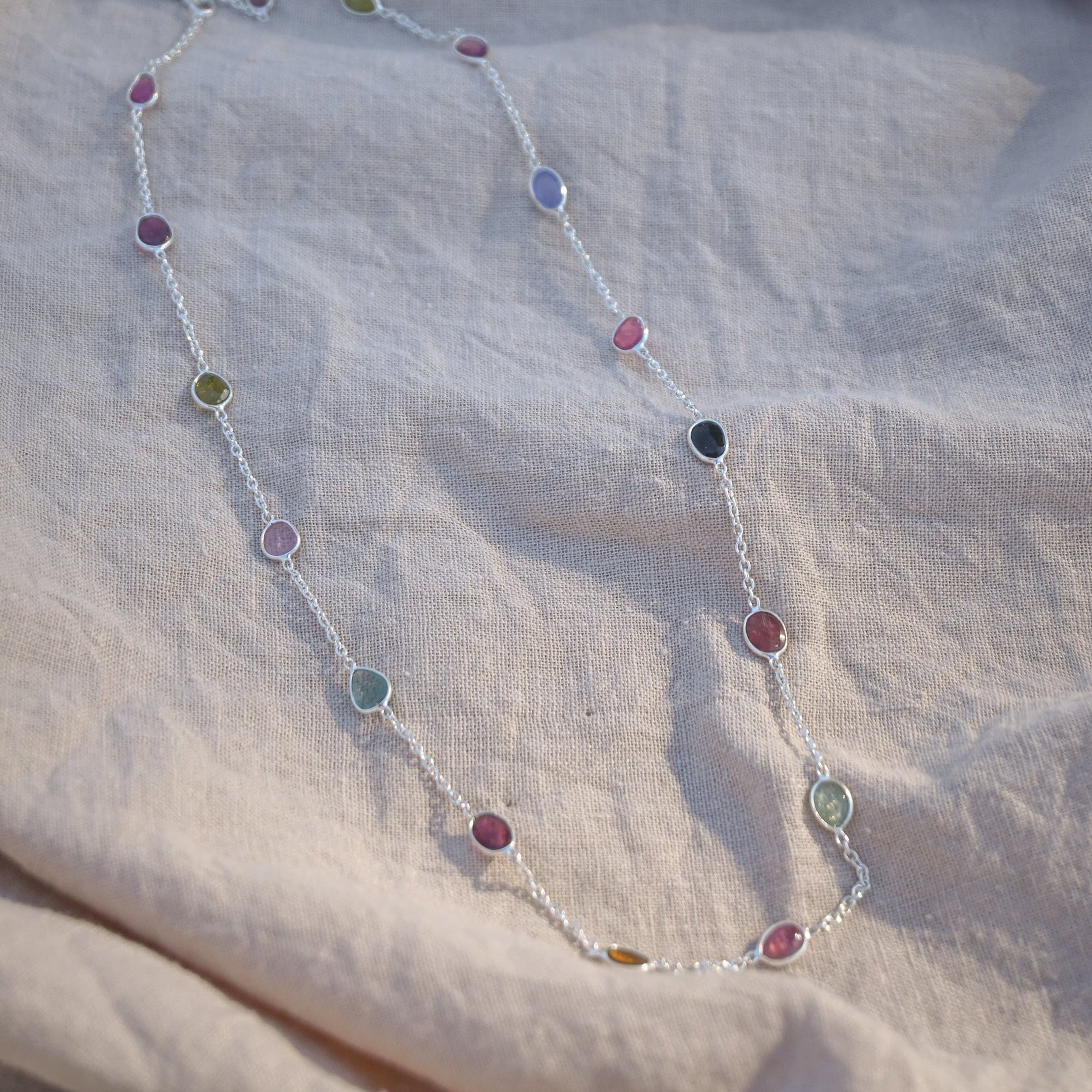 Tourmaline oval stone necklace