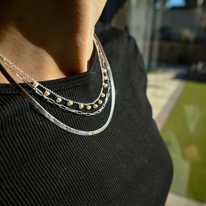 Sterling silver 4mm herringbone necklace