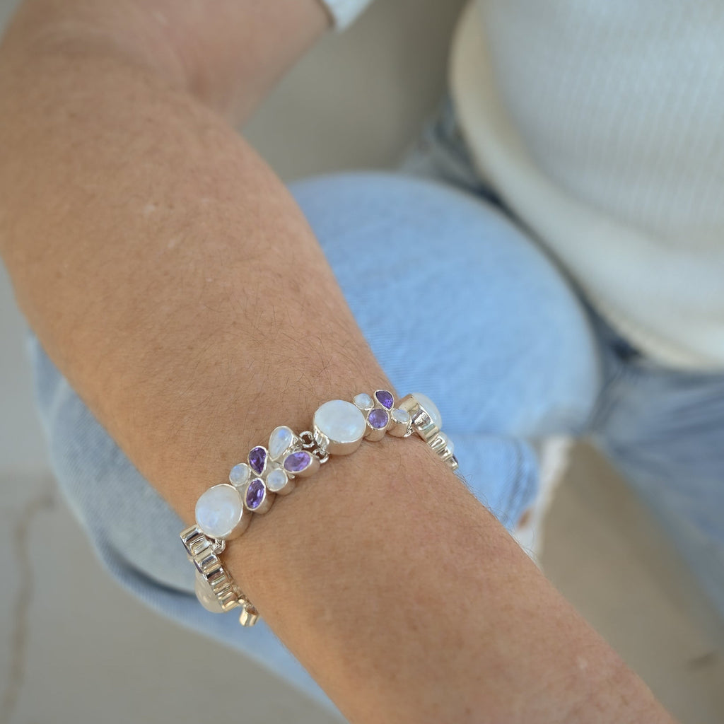 Amethyst And Moonstone Statement Bracelet
