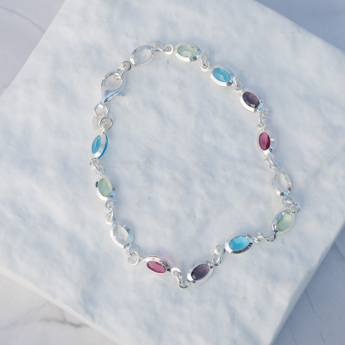 Sterling Silver Oval Cubic Zirconia Bracelet – 19cm