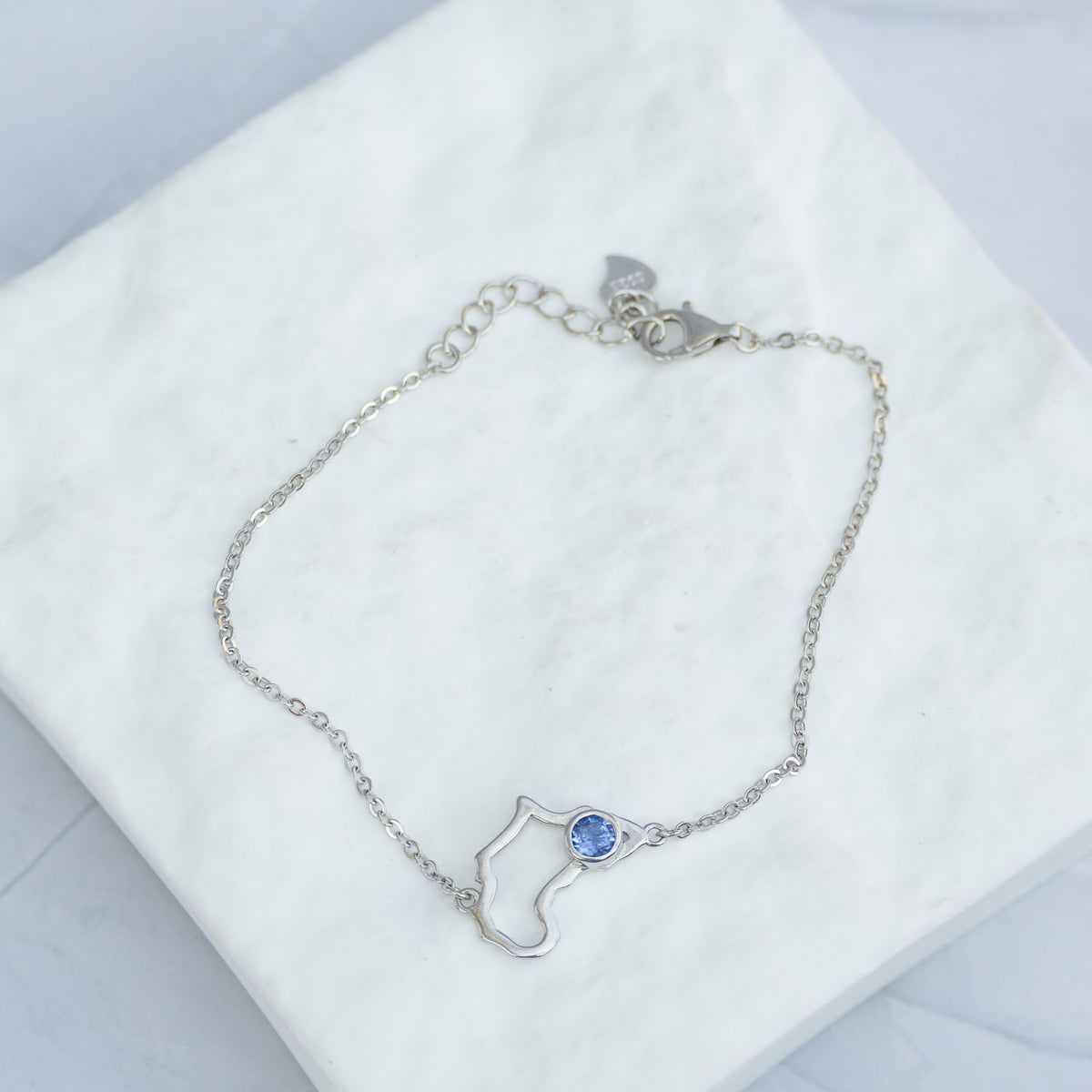 Sterling Silver Africa & Tanzanite Bracelet – 17 + 3cm
