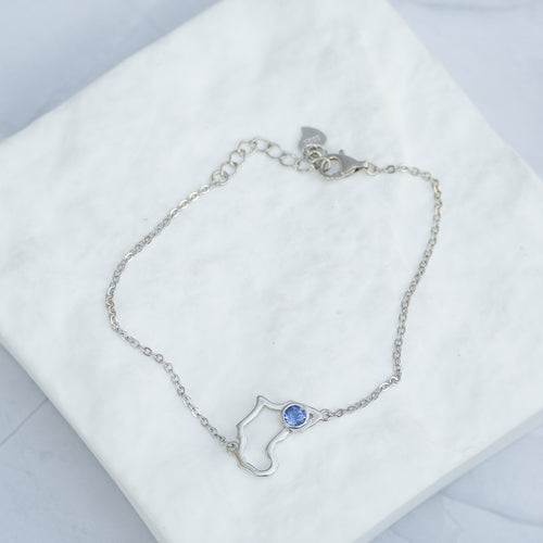 Sterling Silver Africa & Tanzanite Bracelet – 17 + 3cm