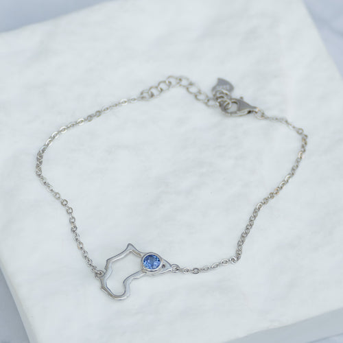 Sterling Silver Africa & Tanzanite Bracelet – 17 + 3cm