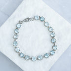 Sterling Silver Blue Topaz Gemstone Bracelet – 19 + 3cm