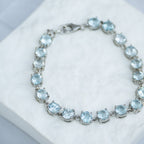 Sterling Silver Blue Topaz Gemstone Bracelet – 19 + 3cm