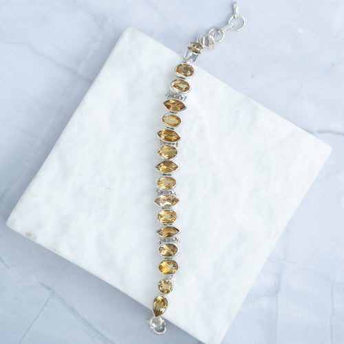 Sterling Silver Multi-Shape Citrine Gemstone Bracelet – 16 + 4cm