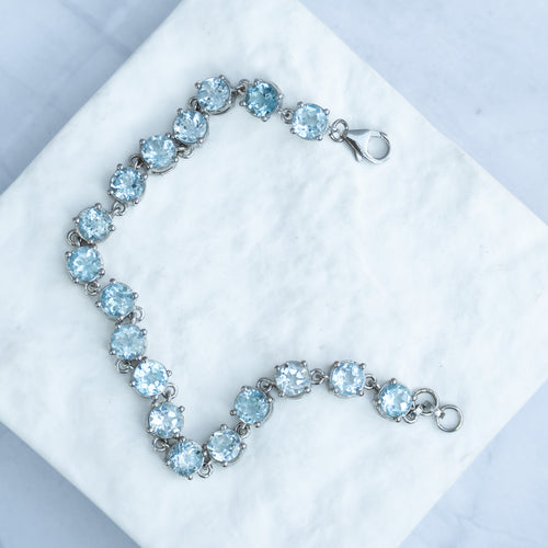 Sterling Silver Blue Topaz Gemstone Bracelet – 19 + 3cm