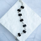 Sterling Silver Rectangular Black Onyx Bracelet – 17 + 3cm