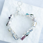 Sterling Silver Rough Multi-Gemstone Statement Bracelet – One-of-a-Kind - Terciany 