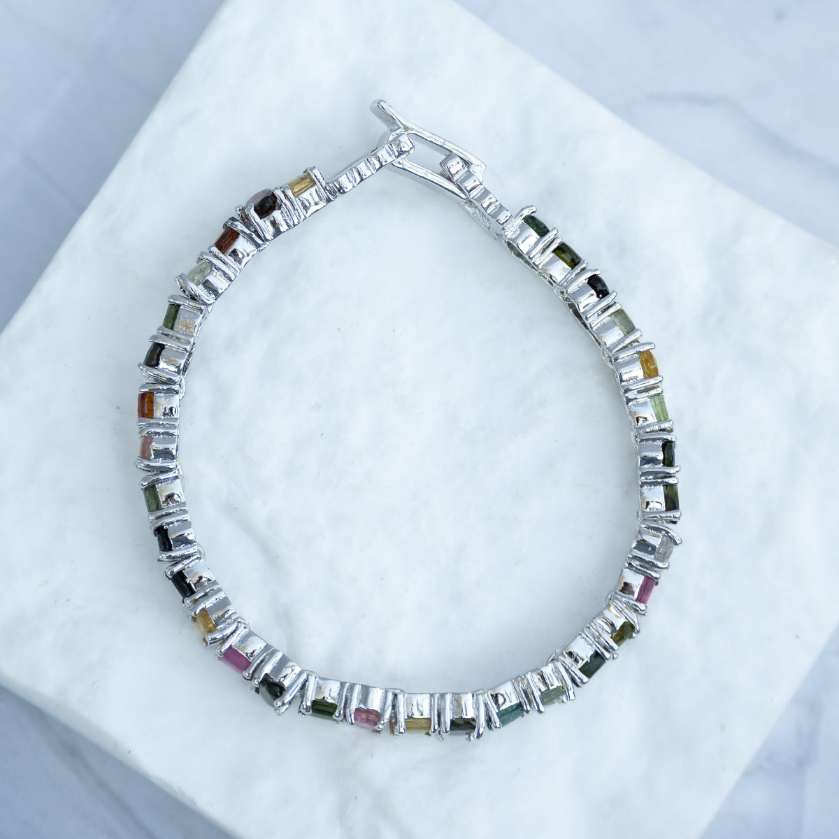 Sterling Silver Tourmaline Tennis Bracelet
