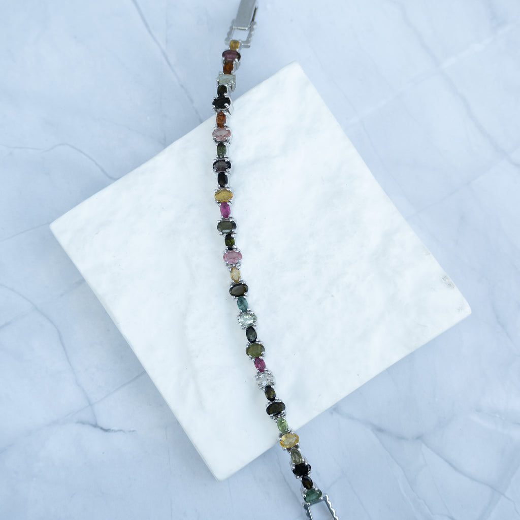 Sterling Silver Tourmaline Tennis Bracelet