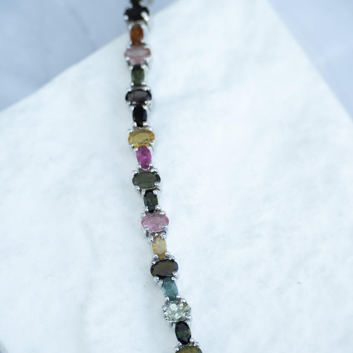 Sterling Silver Tourmaline Tennis Bracelet