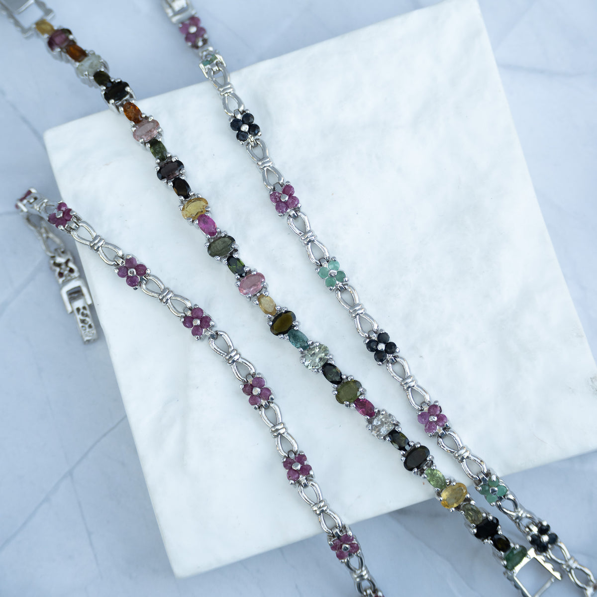 Sterling Silver Tourmaline Tennis Bracelet