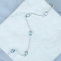 Sterling Silver Five Teardrop Blue Topaz Semi-Precious Stone Bracelet – 17 + 3cm