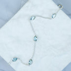 Sterling Silver Five Teardrop Blue Topaz Semi-Precious Stone Bracelet – 17 + 3cm